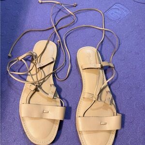 Madewell Tan Leather Lace-Up Sandals